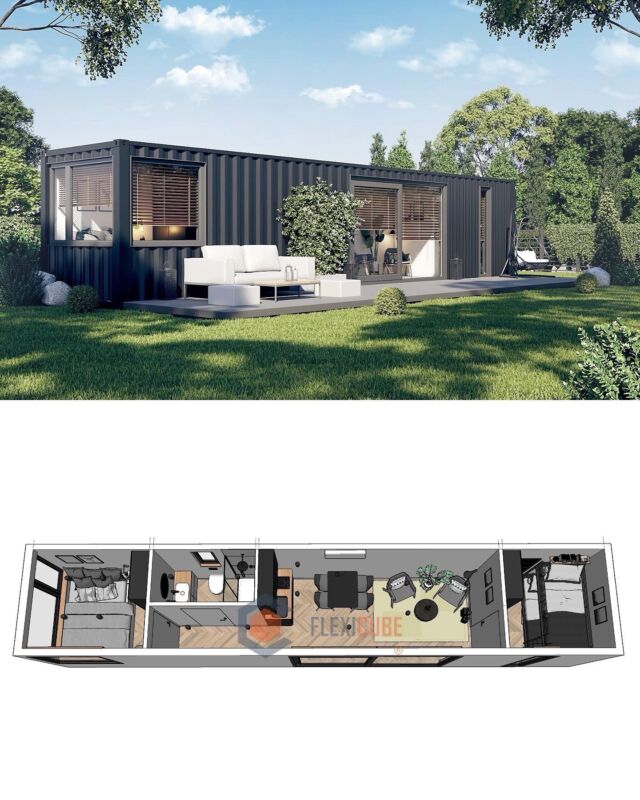 L30.8 🏡 40ft hc container with 2 bedrooms offers a comfortable and functional space for 4 people ✨#newhome #newhouse #containerhome #containerhouse #shippingcontainerhome #shippingcontainerhouse #tinyhome #tinyhouse #cabin #box #airbnb #glamping #guesthouse #rental #rentalmag #build #dreamhome #dreamhouse #flexicube #flexicubepl #container #shippingcontainer #architecture #containersolutions #homeinspiration #homeinspo #smallhouse #housedesign #homesofinstagram #homedeco